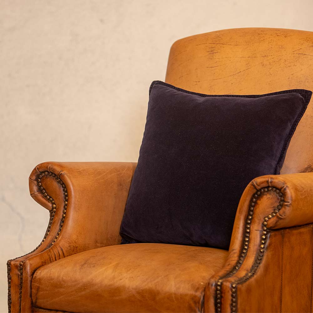 Stonewashed Velvet Cushion - Deep Navy