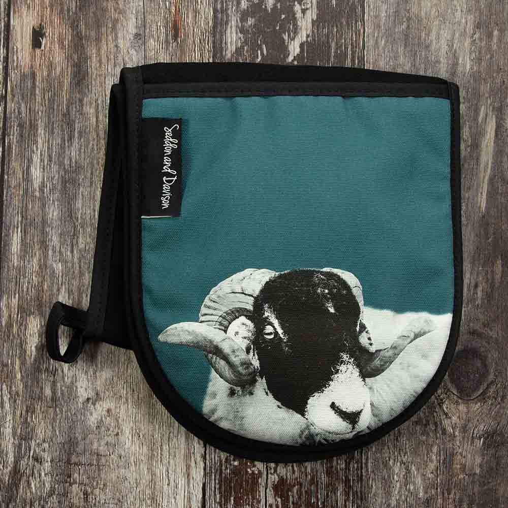 Swaledale Sheep Oven Gloves - Teal Green