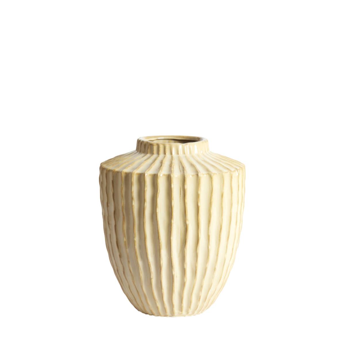Sand Fine Ceramic Talea Tall Ridged Vase – ribbed texture with rounded shape and tapered neck