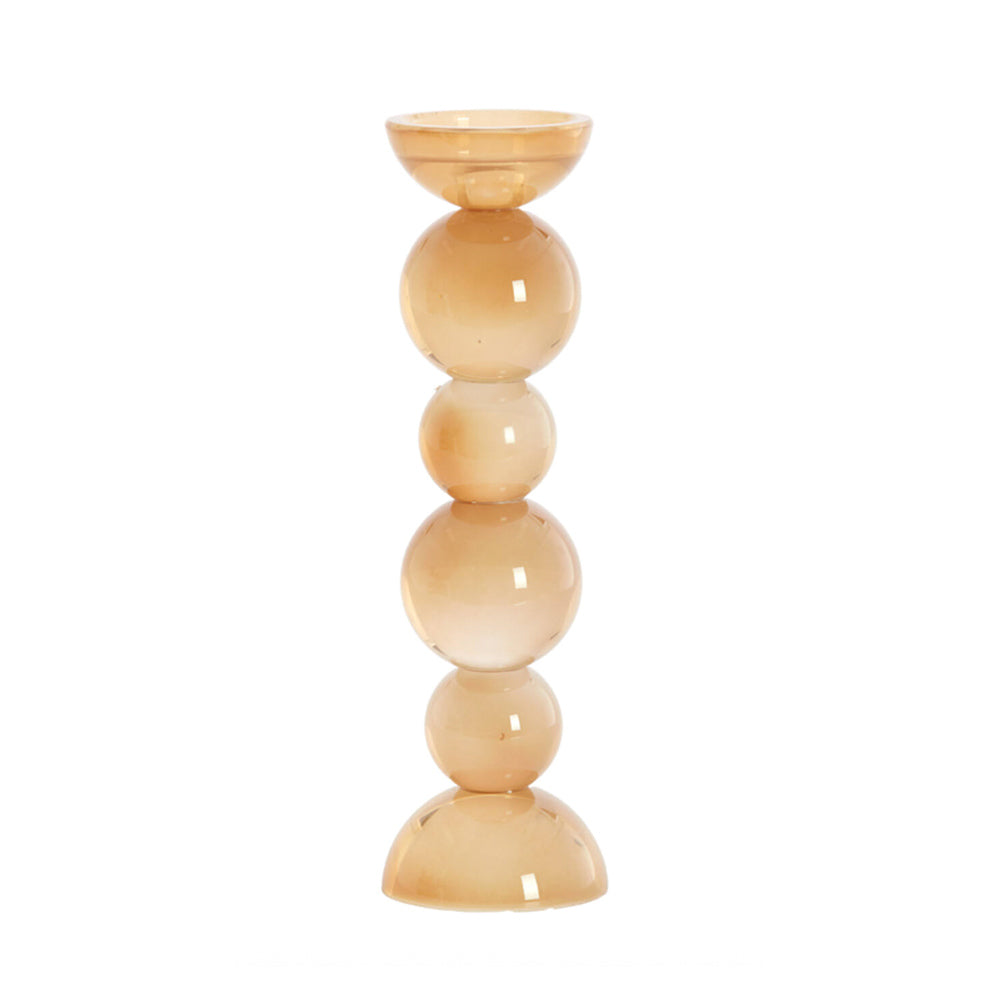 Tall Itinga Cloudy Glass Candle Holder - Light Caramel - bubble shape 
