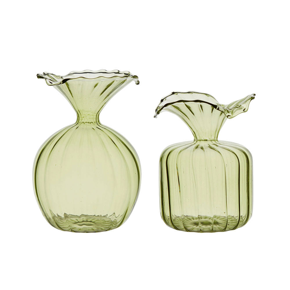 Tea Mini Green Glass Bud Vases