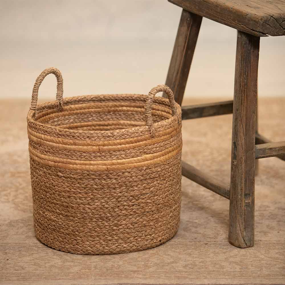 Thi Basket with Natural Stripe