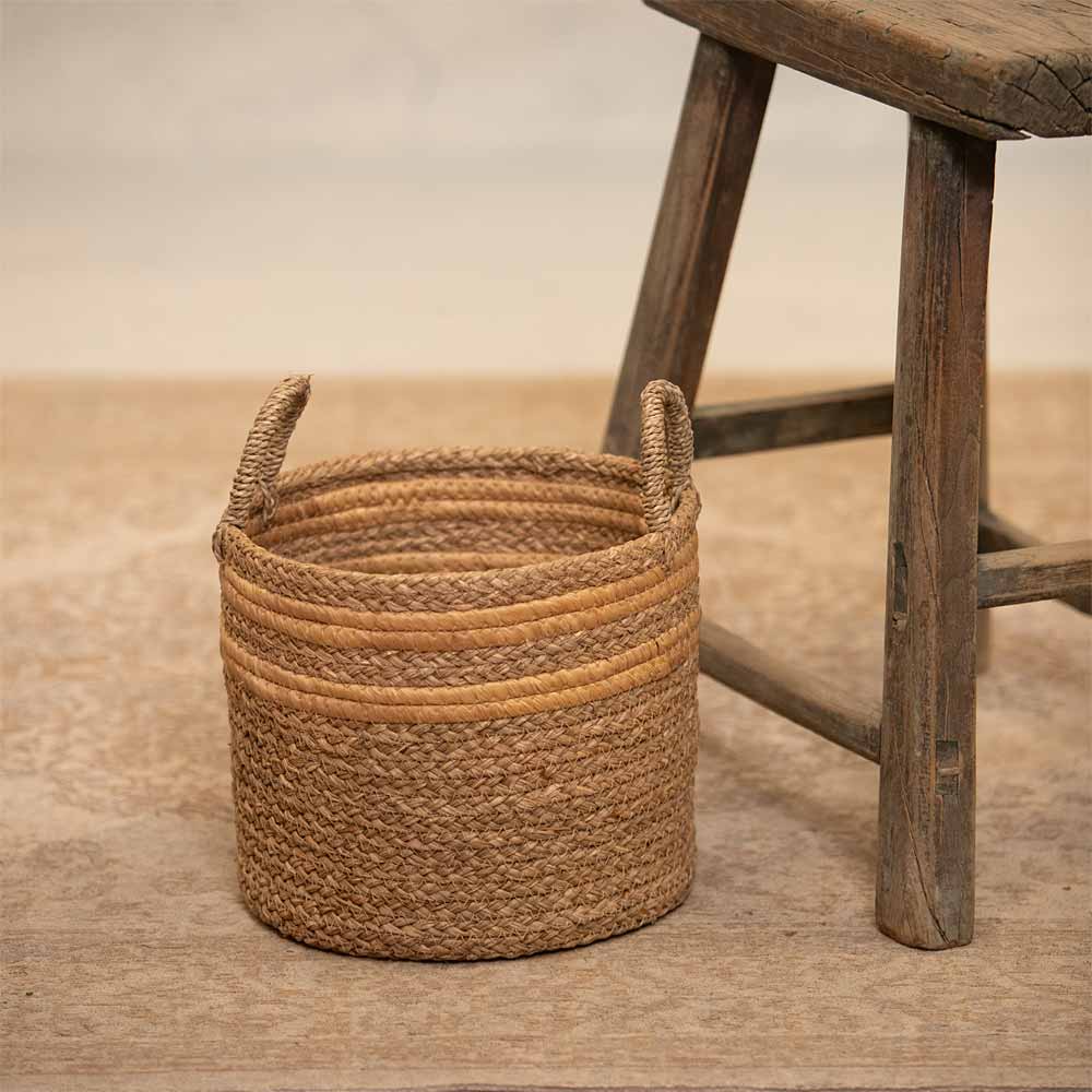 Thi Basket with Natural Stripe