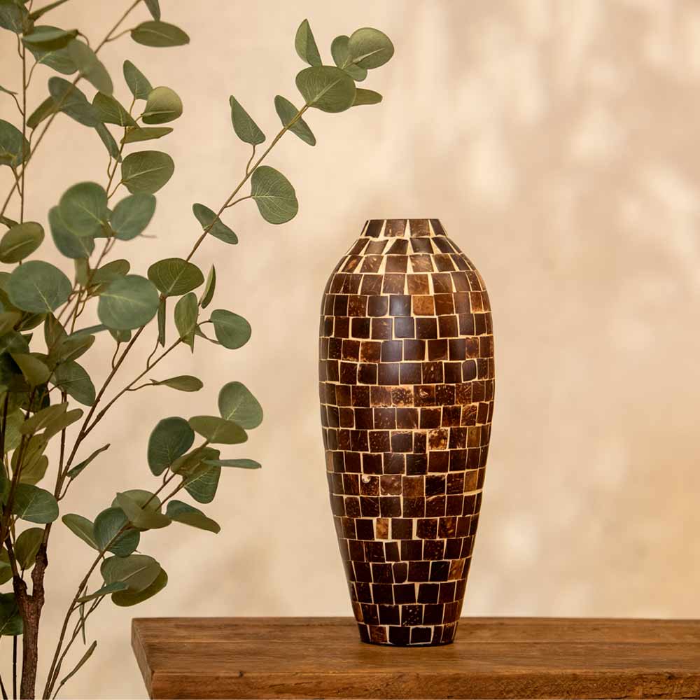 Tudela Tall Vase in Chocolate Brown