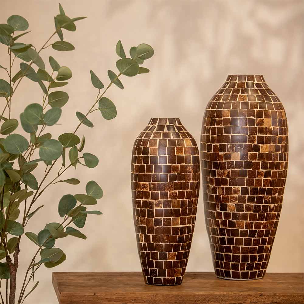 Tudela Tall Vase in Chocolate Brown