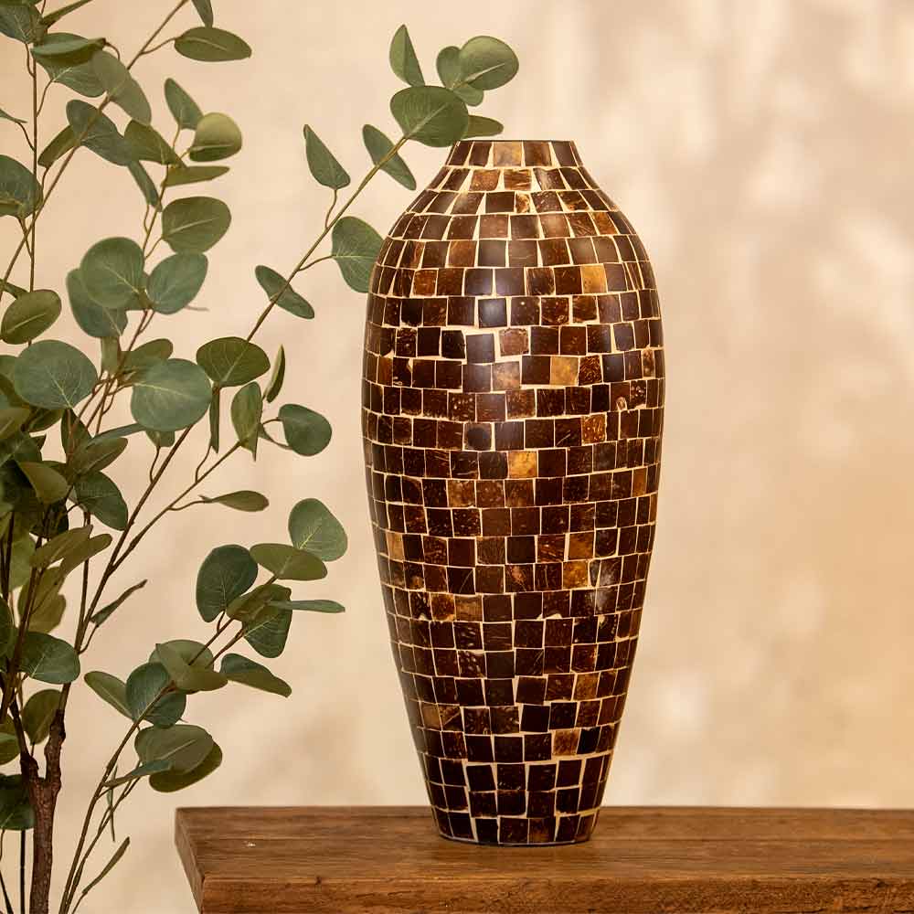 Tudela Tall Vase in Chocolate Brown