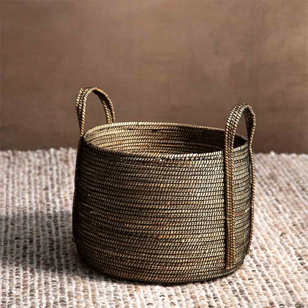 Volata  Seagrass Basket - Natural and Black - Two Sizes