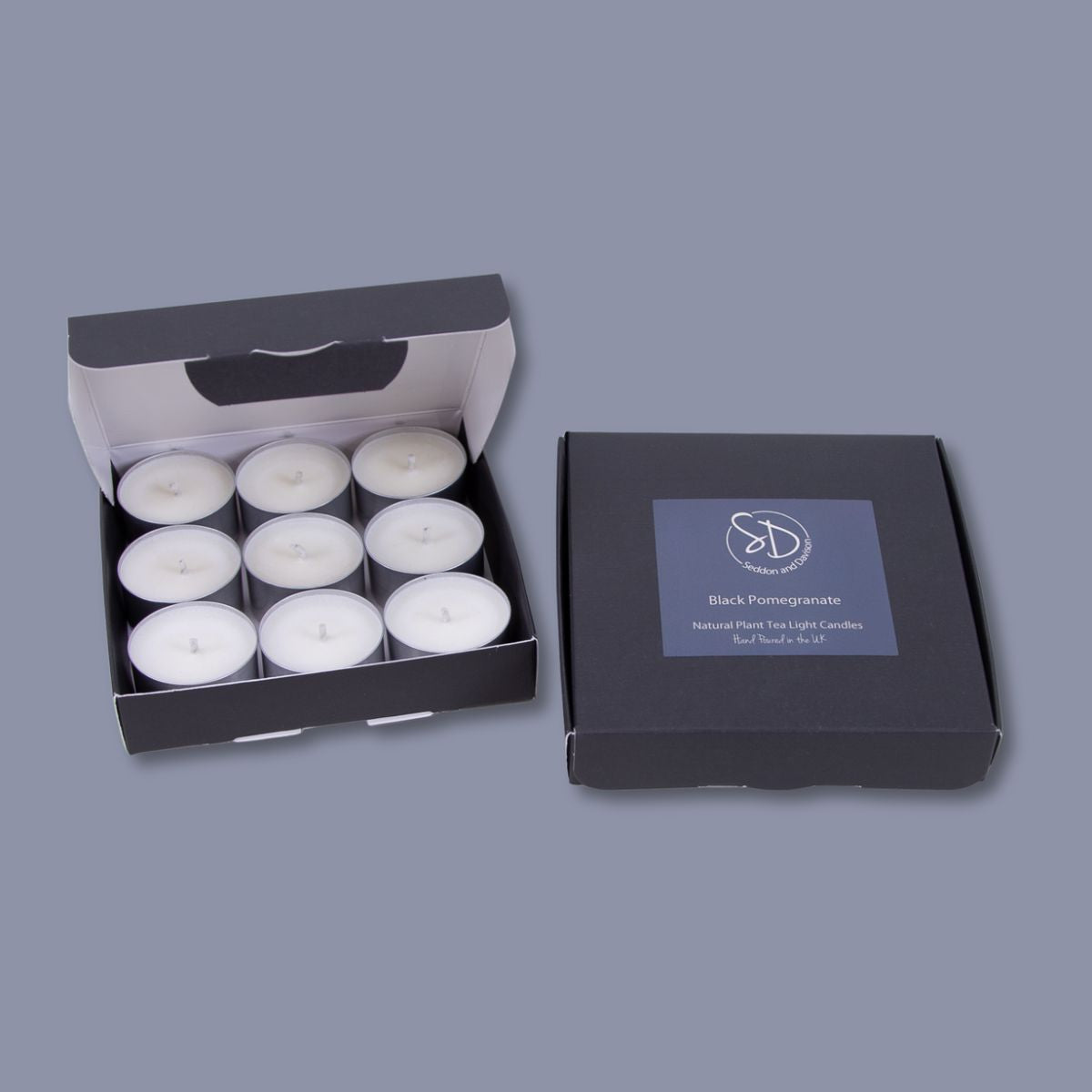 Set of 9 Scented Tealights  - Black Pomegranate - Seddon and Davison