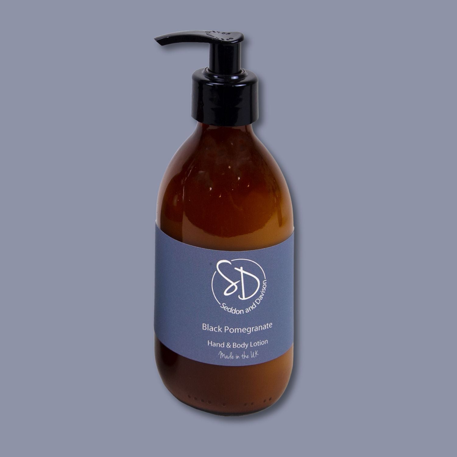 Amber Glass Hand and Body Lotion - Black Pomegranate by Seddon and Davison