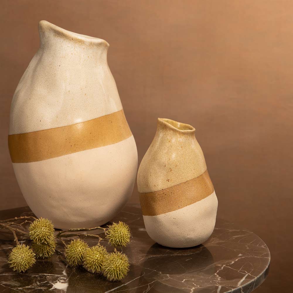 Yulara Ceramic Vase in Cream and Caramel