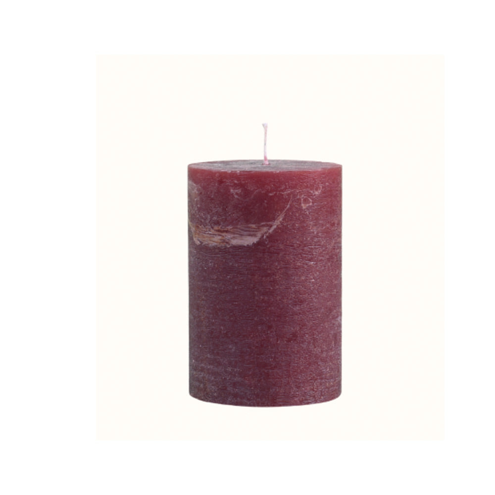 Rustic Pillar Candle  - Dark Red