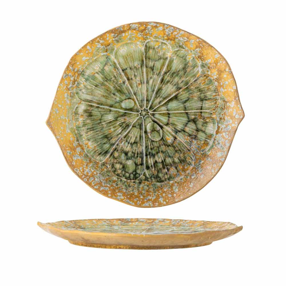 Milani Stoneware Circle Plate - Green and Ochre