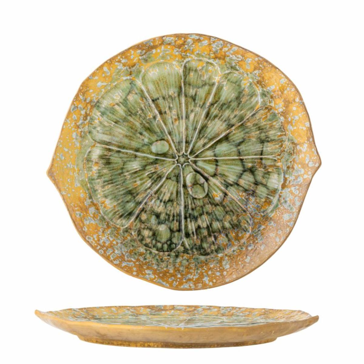 Milani Stoneware Circle Plate - Green and Ochre