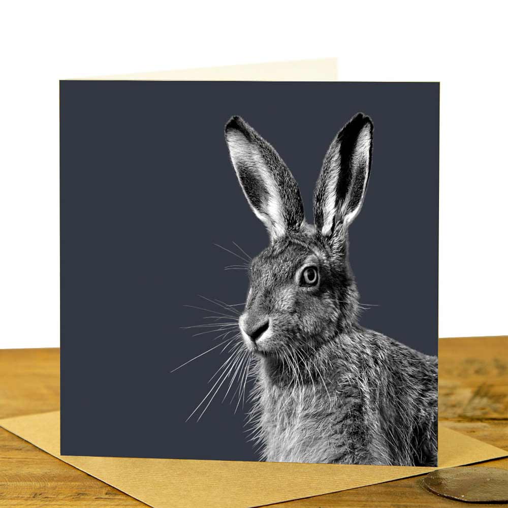 HARE GREETING CARD - Charcoal