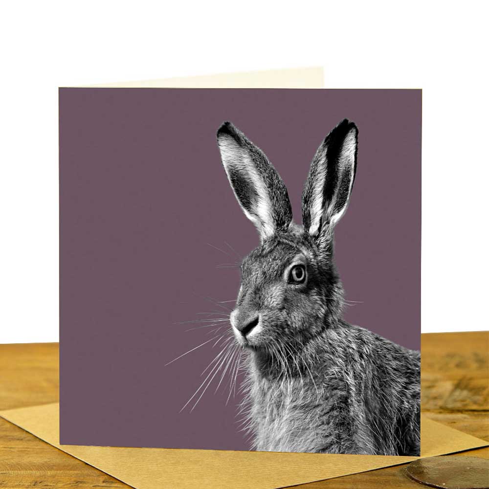 HARE GREETING CARD - Dusky Pink