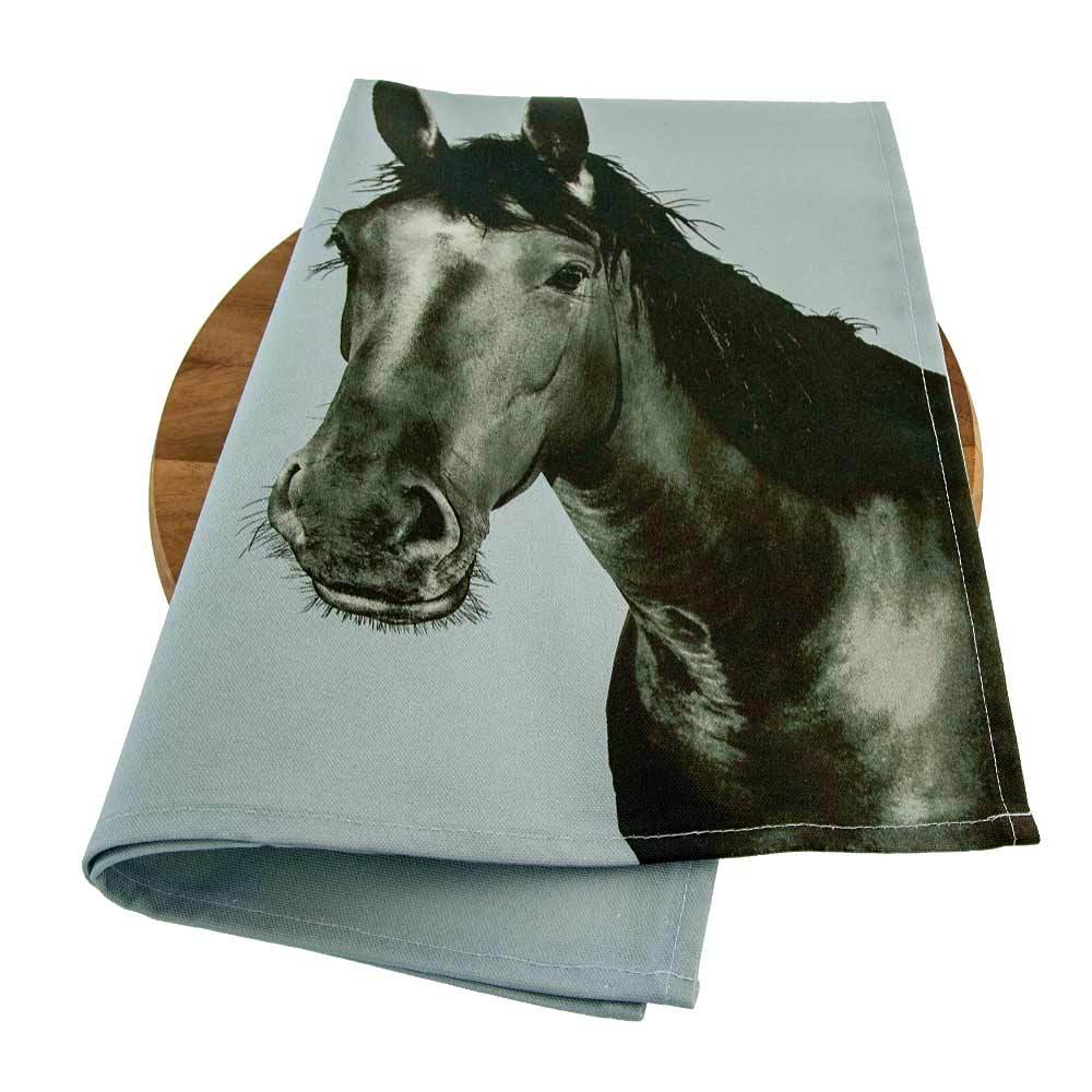 Horse Tea Towel - Pale Grey