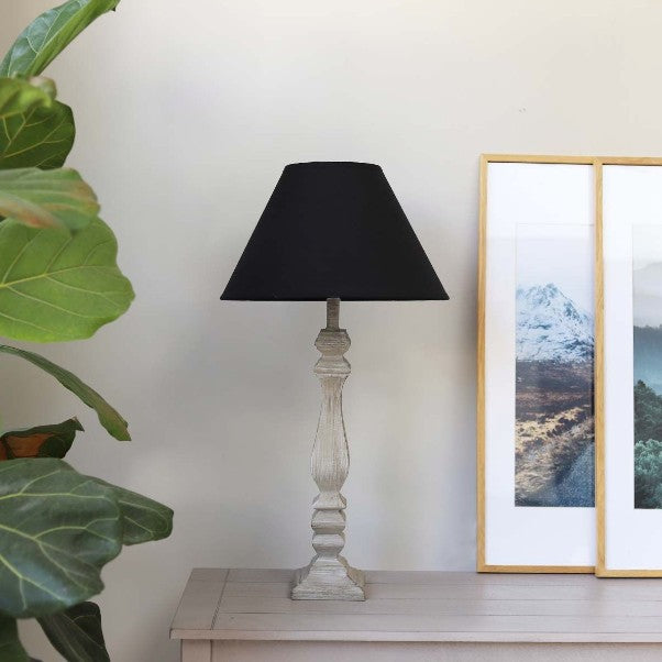 Lamp with Black Linen Shade