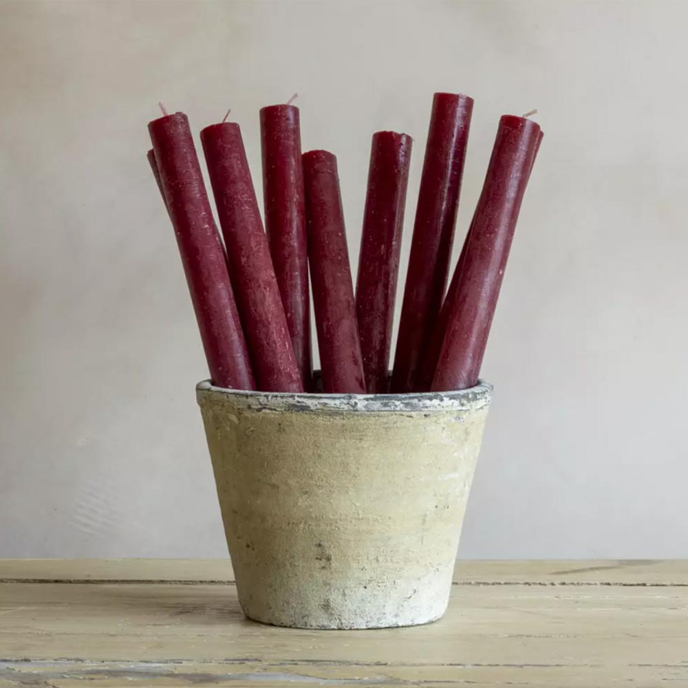 rustic dinner candles - plum