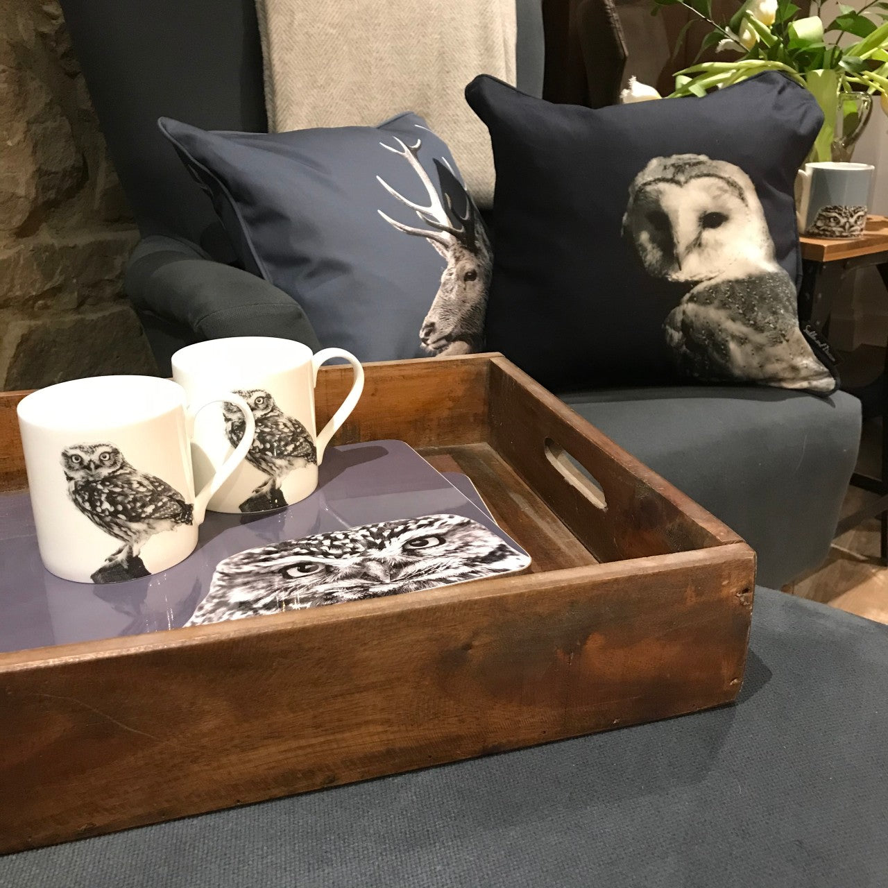 Little Owl Standing Mug - Lifestyle