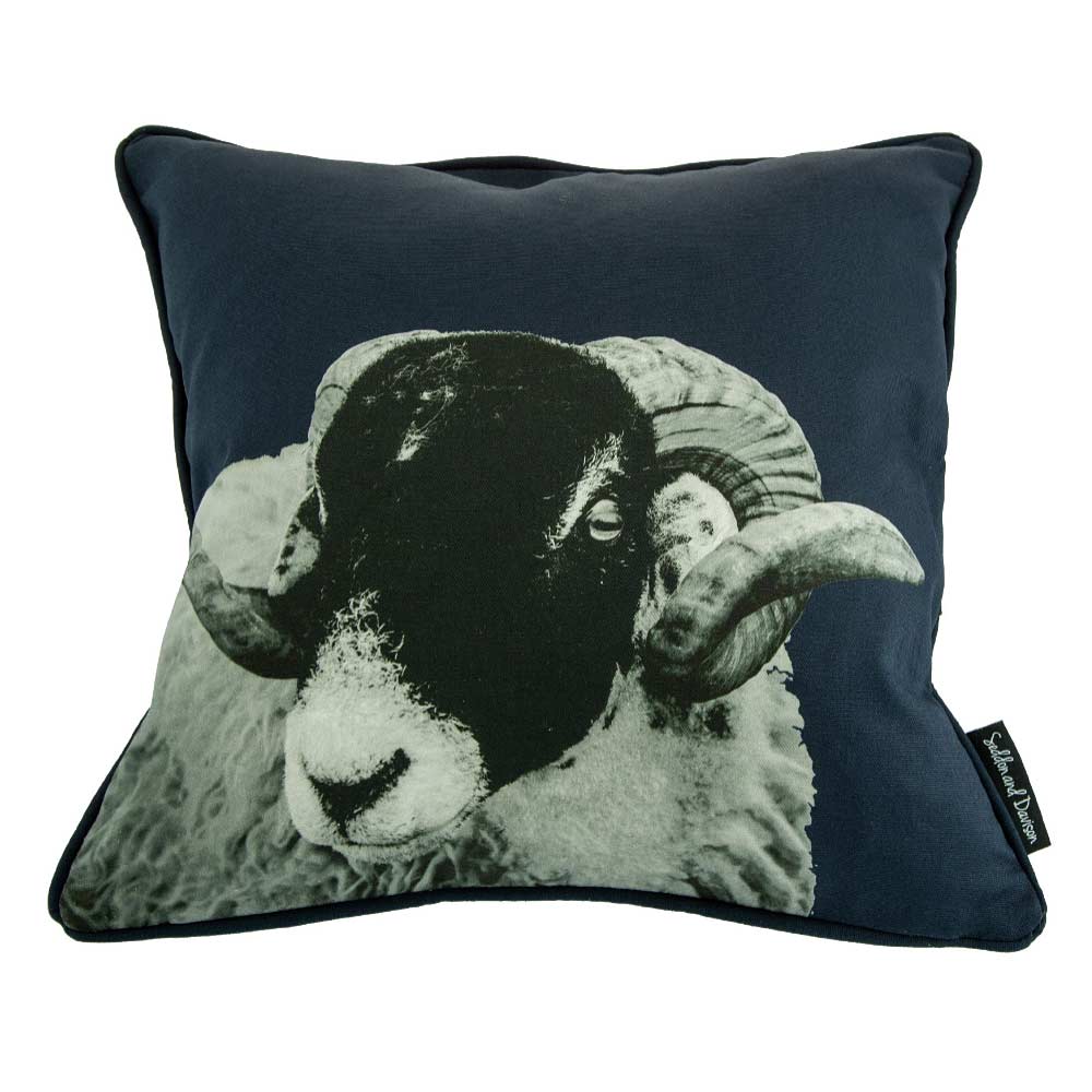 Swaledale Sheep Cushion - Blackberry