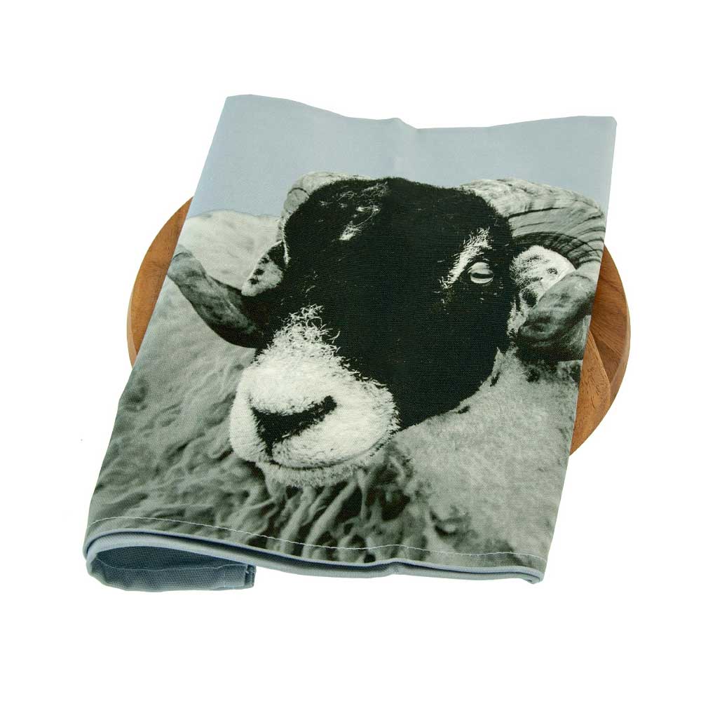 Swaledale Sheep Tea Towel - pale grey